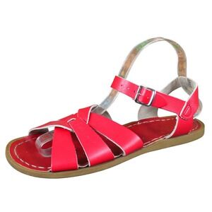 Salt Water Original Women Leather Sandals Size 9 Red Ankle Strap Classic Flat